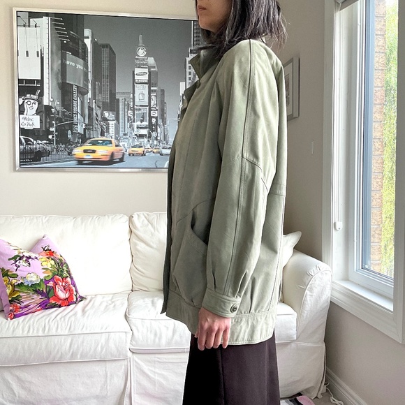 Danier Taupe/green Sueded leather jacket - Picture 5 of 16